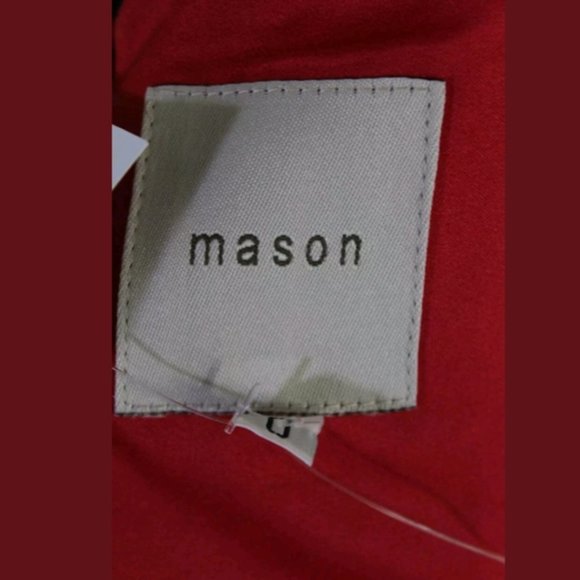 MASON STRAPLESS V NECK MINI PEPLUM DRESS RED 0 ZIP - Picture 3 of 7